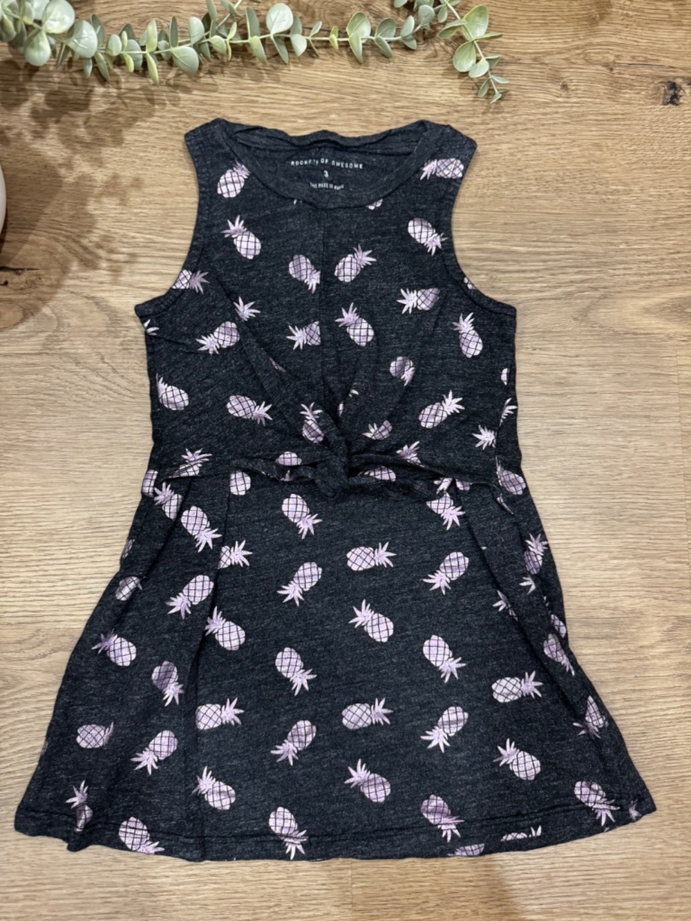 Rockets of Awesome Girls Size 3 Pineapple Print Twist Front Dress